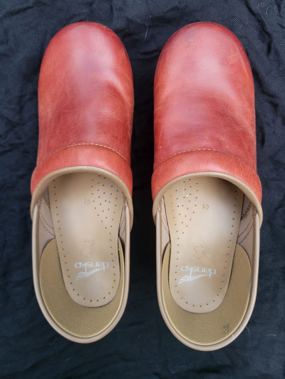 Women's Red Leather Dansko Clogs